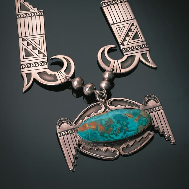 Image of aztec silver and turqoise necklace